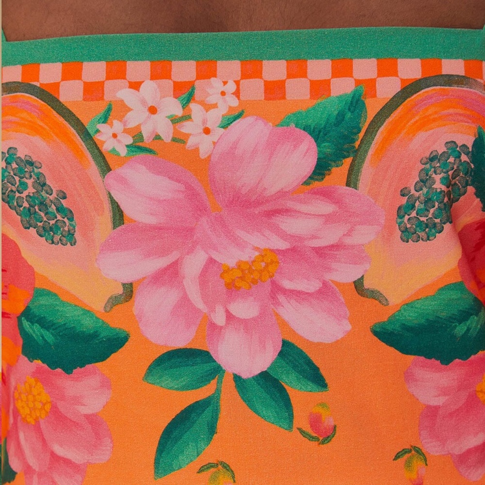 FARM Rio Orange Floral Midi Dress - Picture 6 of 12